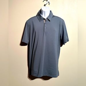 Grey striped Adidas wicking golf shirt Large